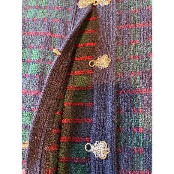 Vintage Nor’ easterly Tradition Scottish Wool Plaid Cardigan Sweater Sz XL - Picture 7 of 11